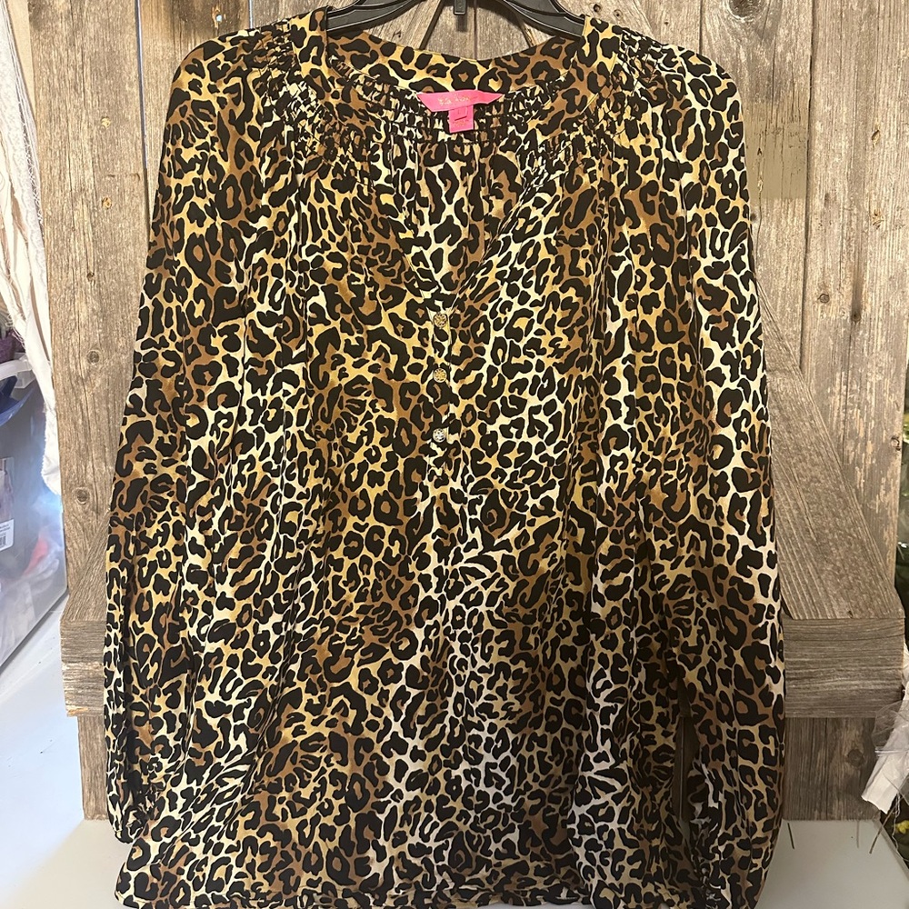 Lilly Pulitzer Brown Leopard Print top